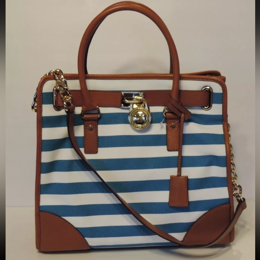michael kors hamilton canvas striped tote‎